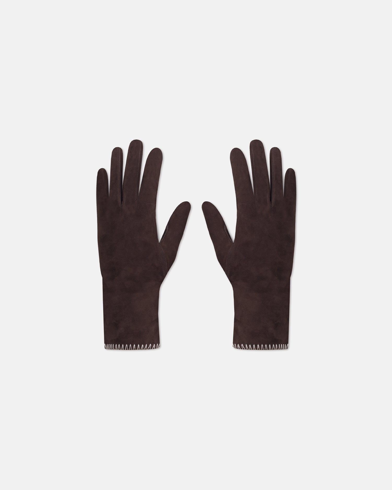 Areli - Suede/Crochet Gloves - Dark Brown/Creme