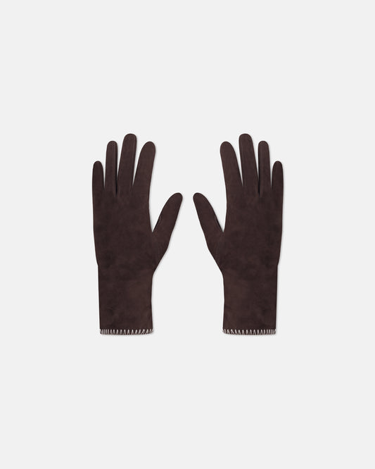 Areli - Suede/Crochet Gloves - Dark Brown/Creme