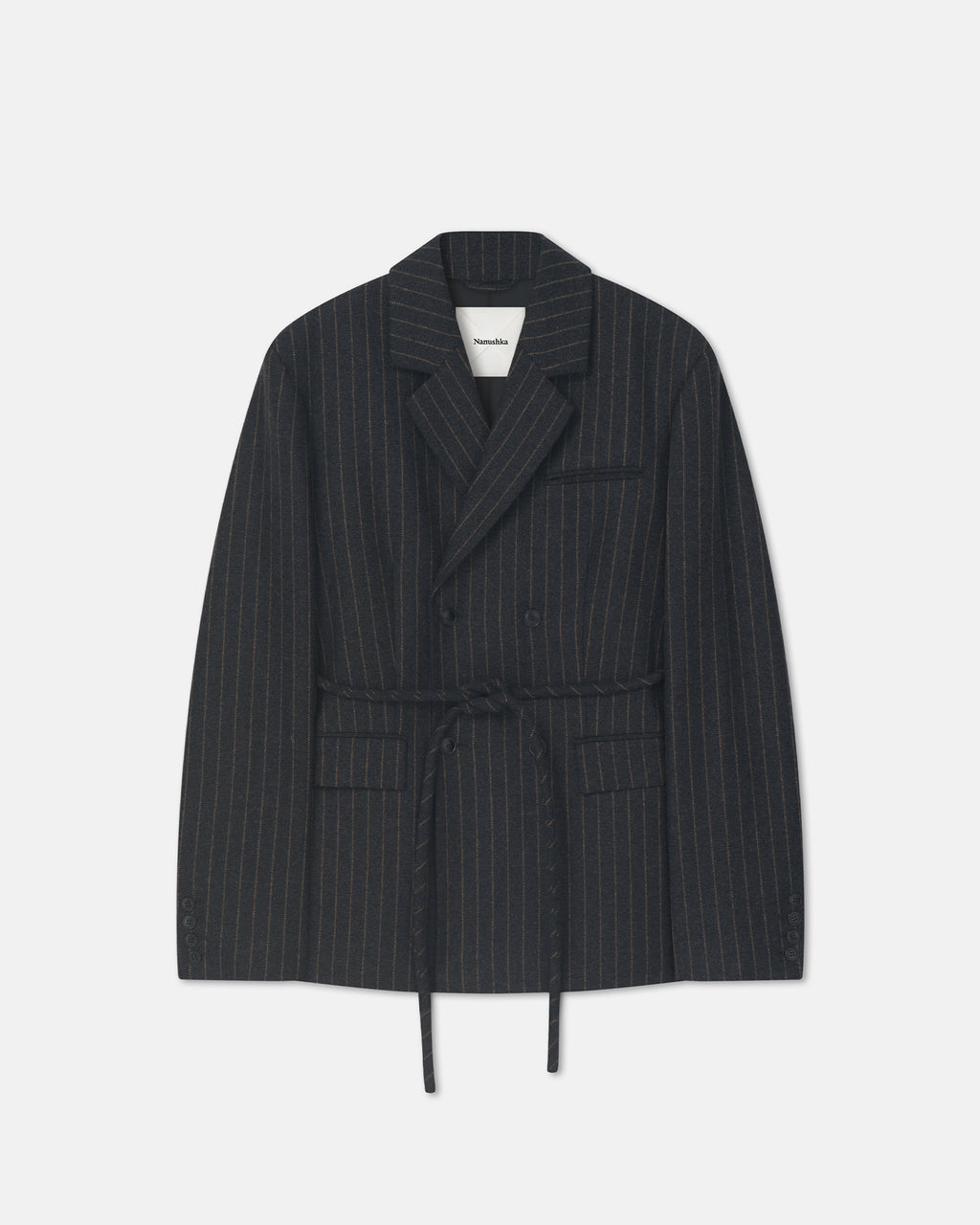 Osono - Pinstripe Wool Blazer - Black/Grey