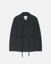 Osono - Pinstripe Wool Blazer - Black/Grey