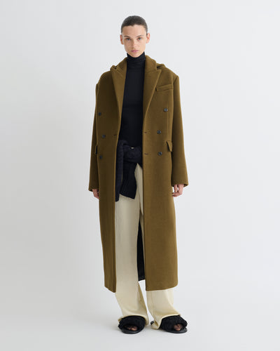 Melva - Aged Felted Wool Coat - Wood