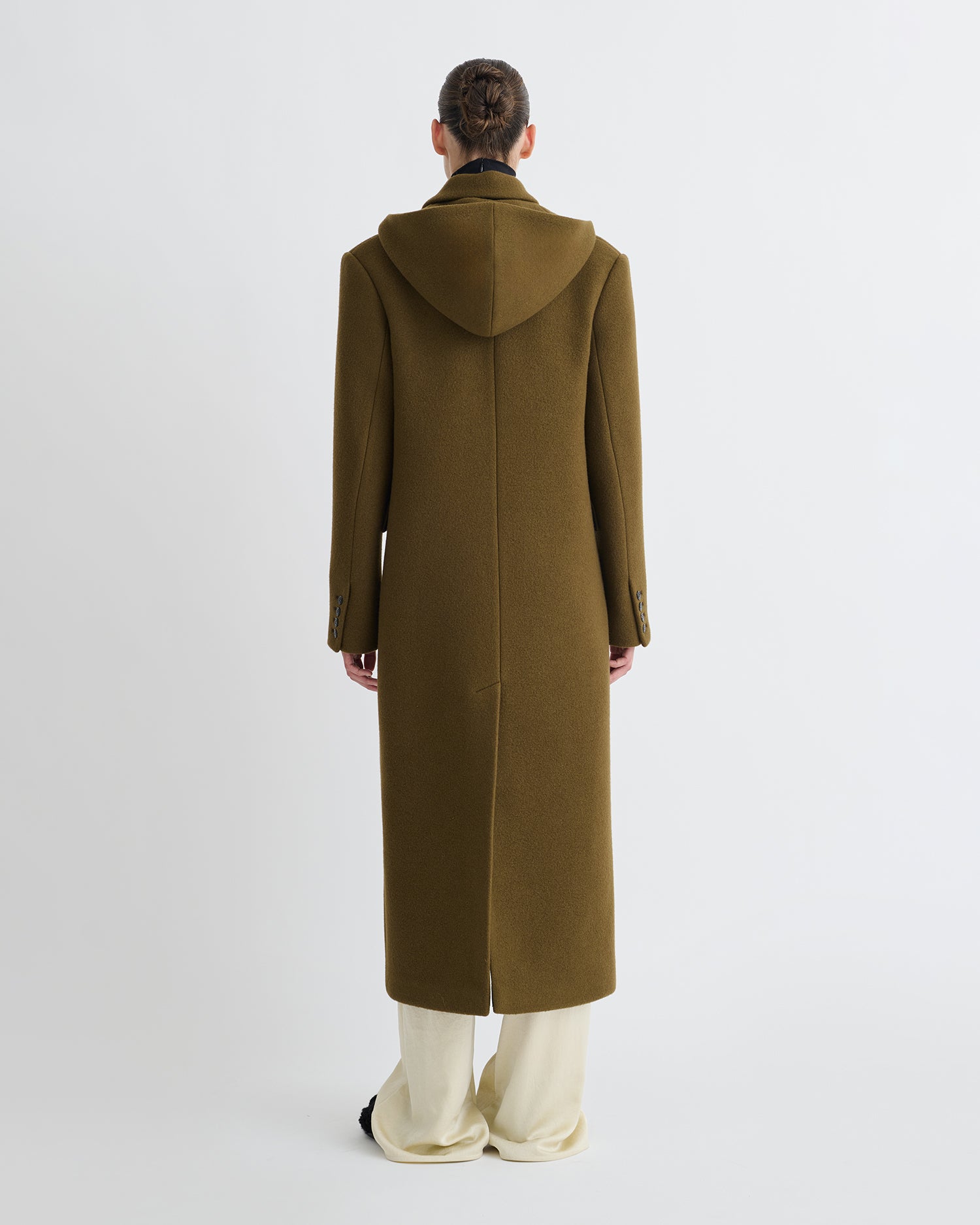 Melva - Aged Felted Wool Coat - Wood – Nanushka