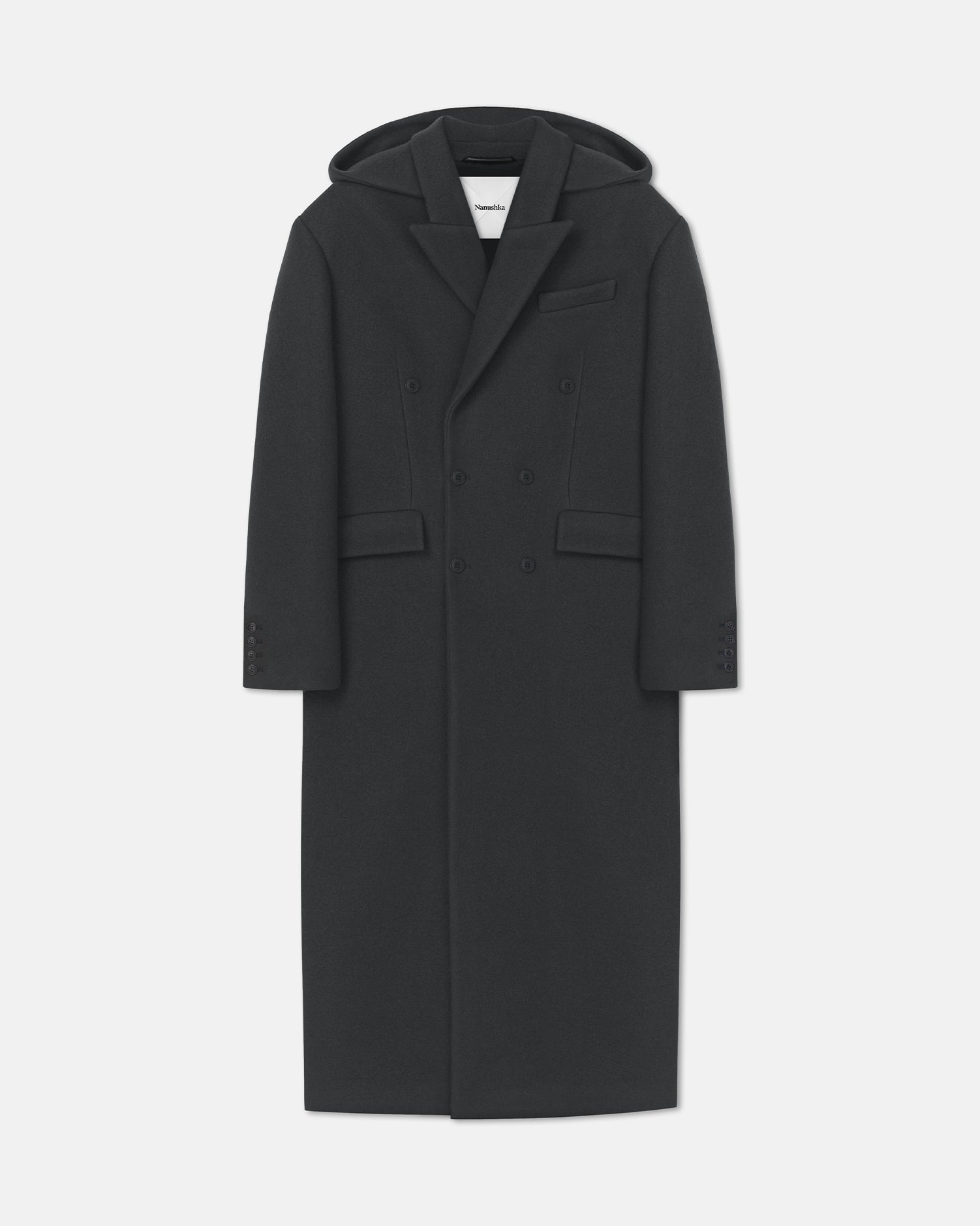 Melva - Aged Felted Wool Coat - Midnight Green