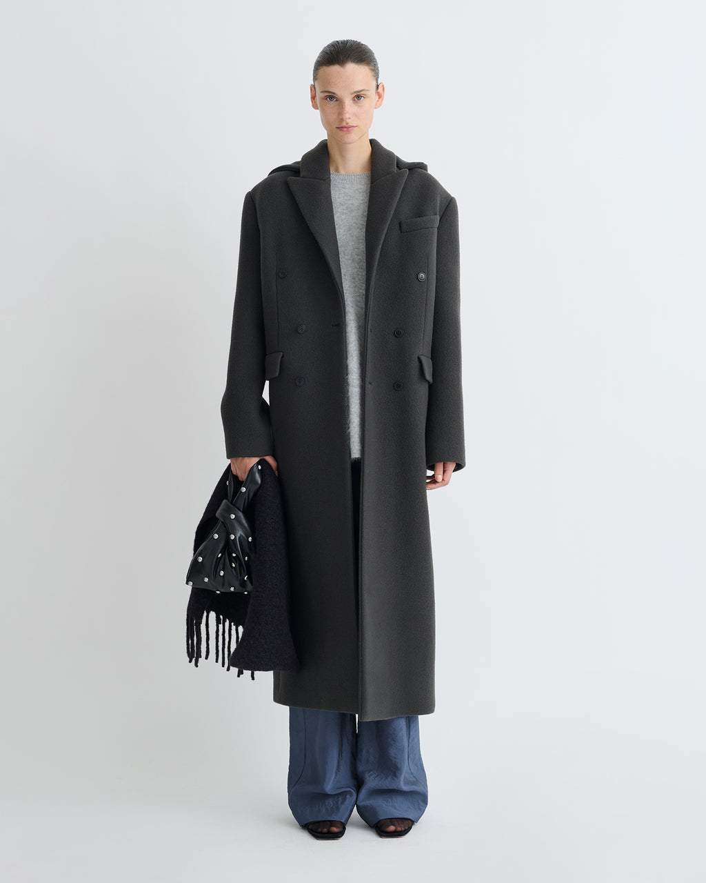 Melva - Aged Felted Wool Coat - Midnight Green