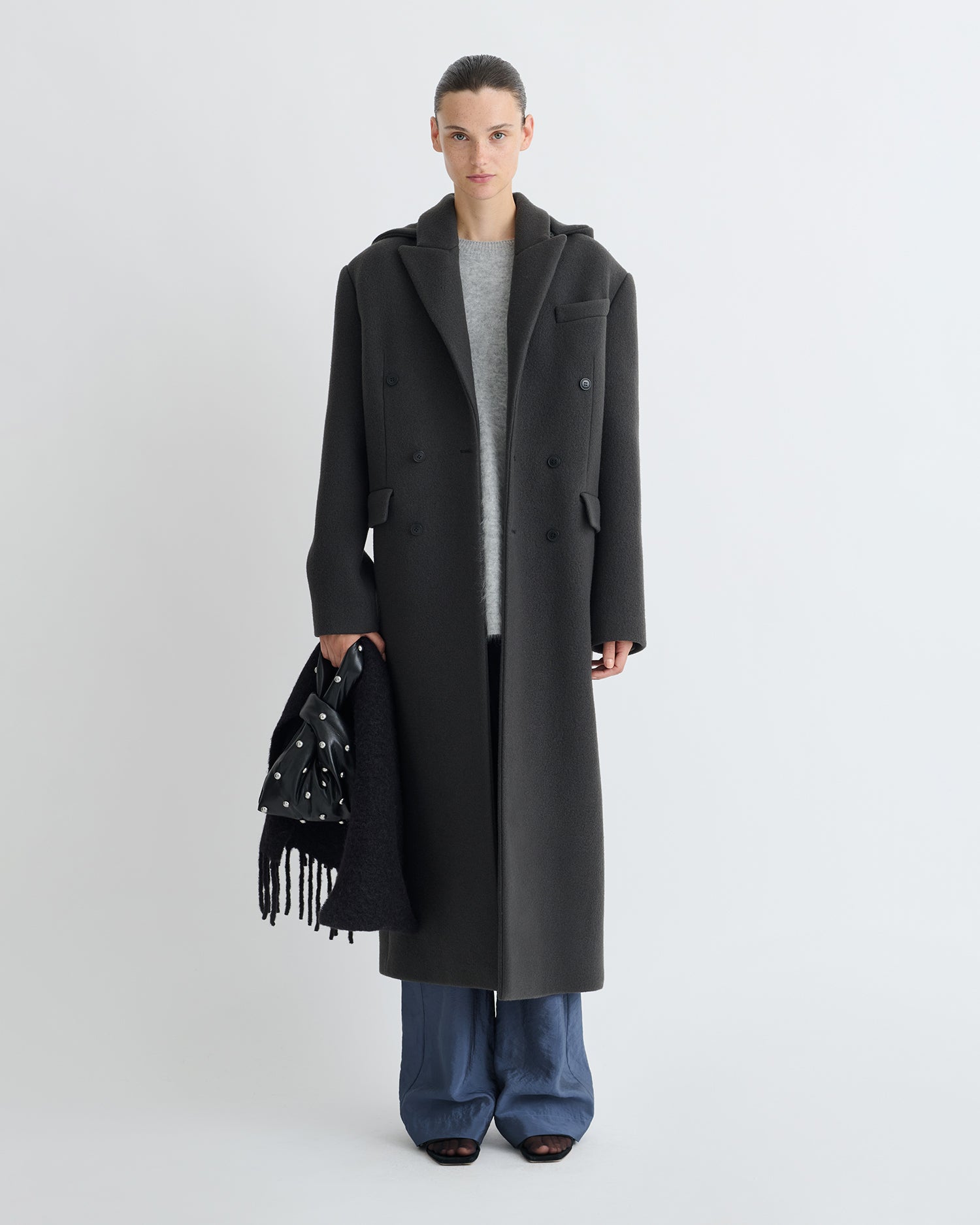 Melva - Aged Felted Wool Coat - Midnight Green