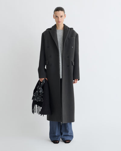 Melva - Aged Felted Wool Coat - Midnight Green