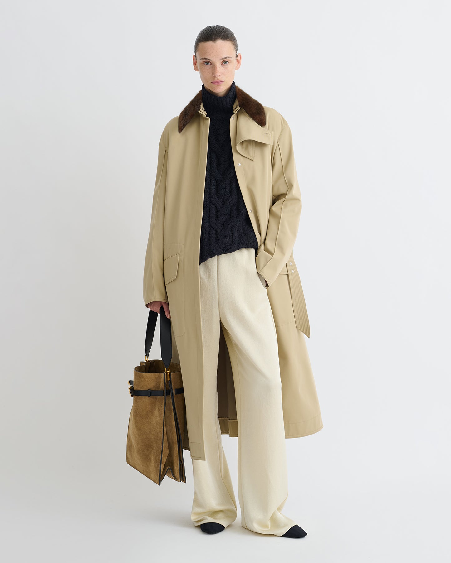 Talbot - Bonded Trench/Faux Fur Coat - Beige/Brown