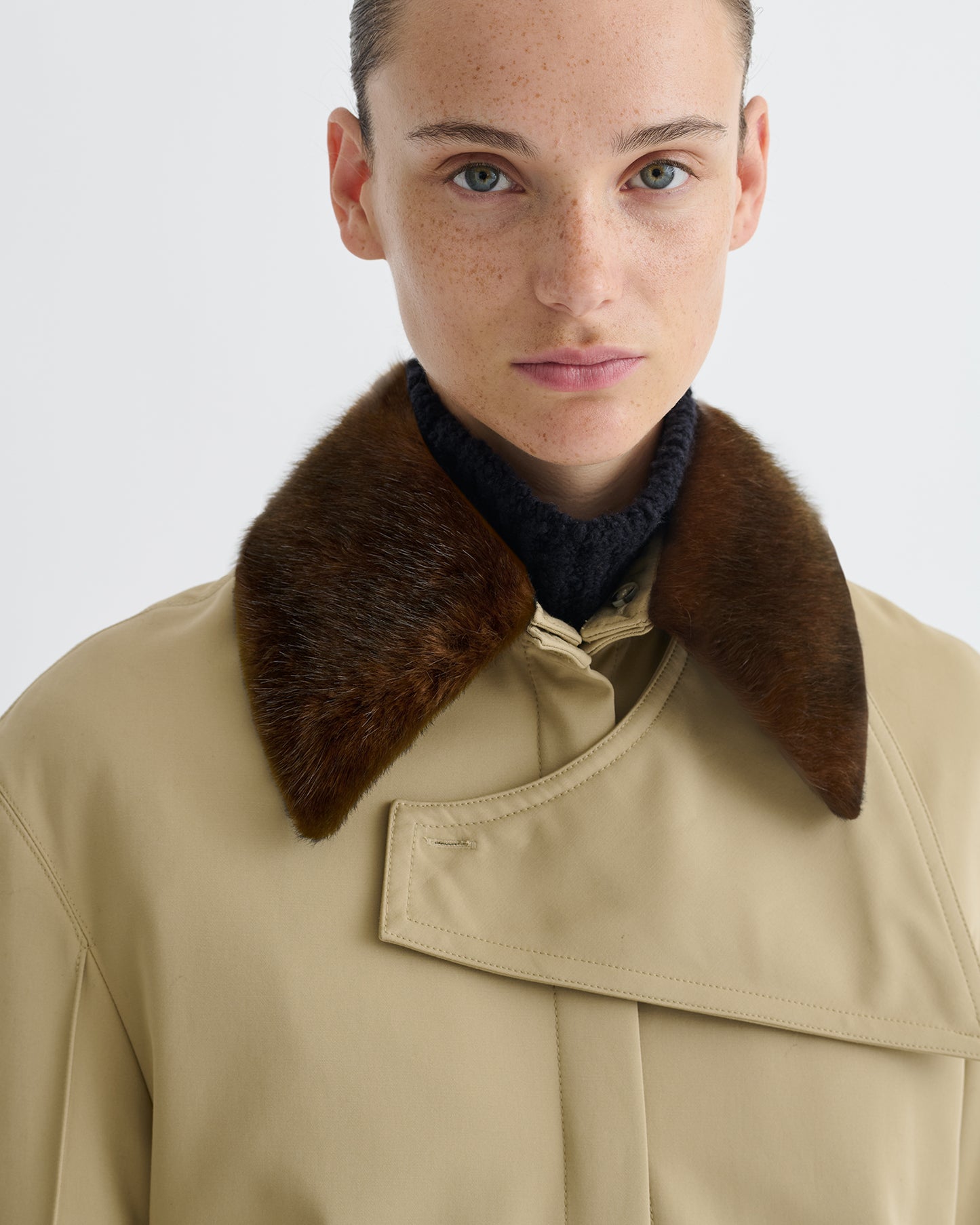 Talbot - Bonded Trench/Faux Fur Coat - Beige/Brown