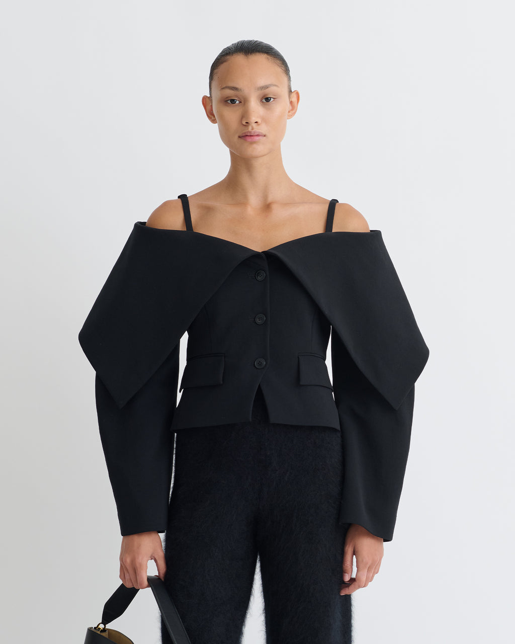 Amantha - Paper Jersey Blazer - Black