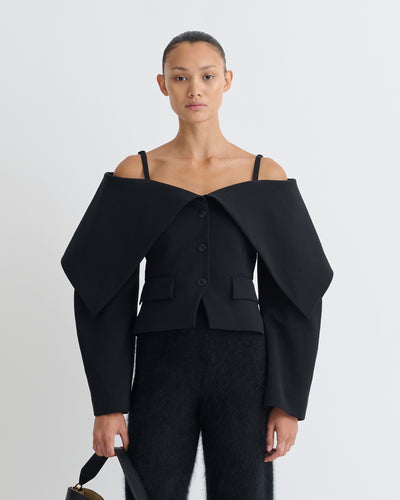 Amantha - Paper Jersey Blazer - Black