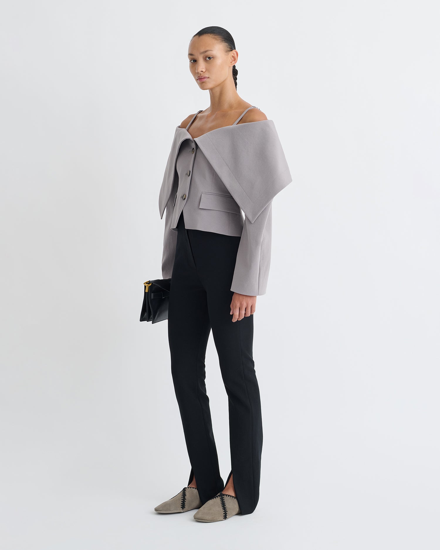 Amantha - Paper Jersey Blazer - Grey