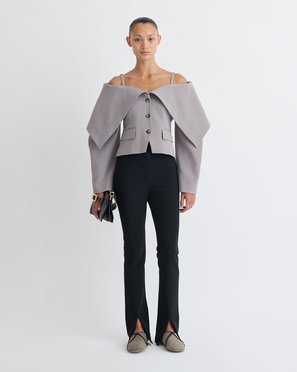 Amantha - Paper Jersey Blazer - Grey
