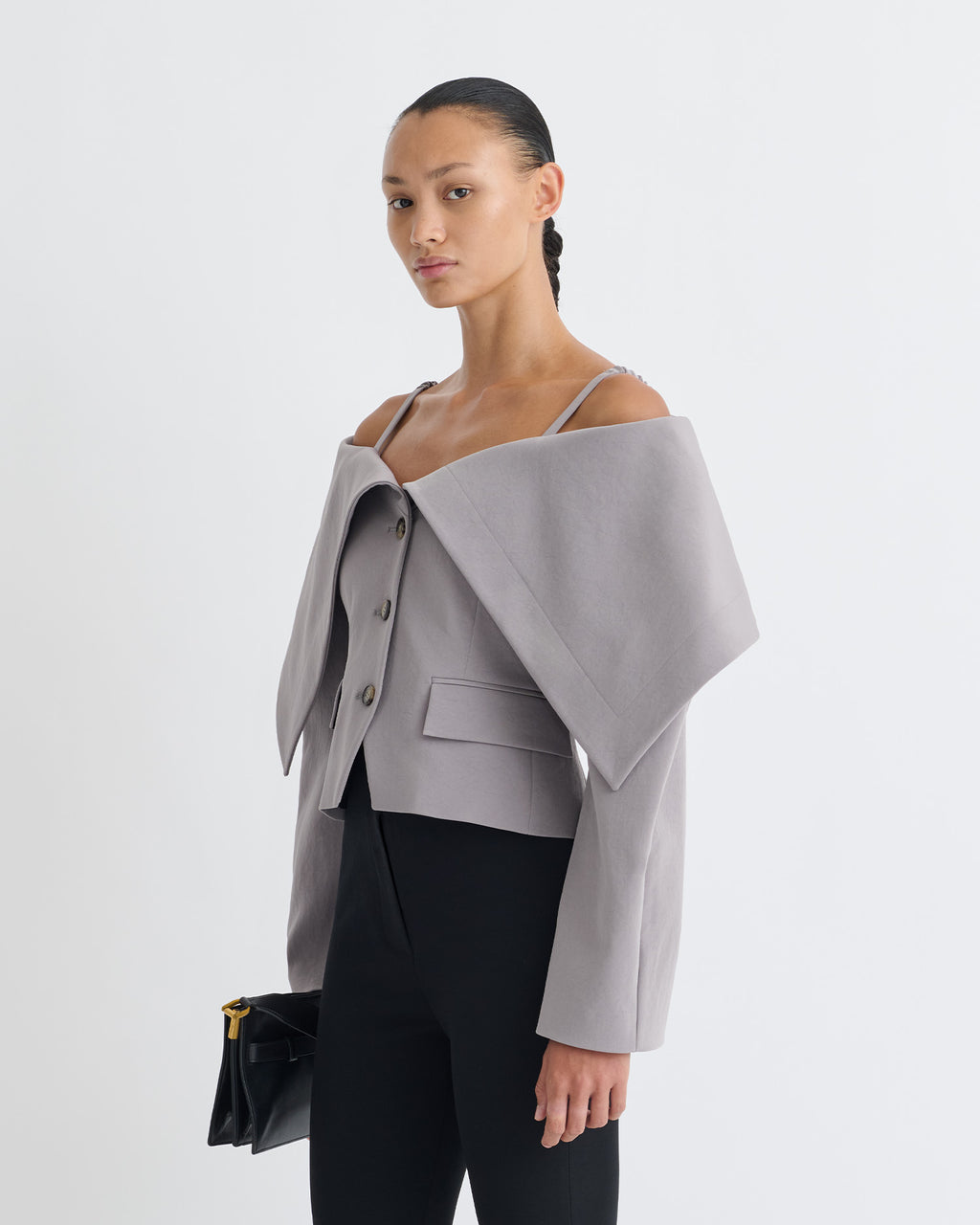 Amantha - Paper Jersey Blazer - Grey