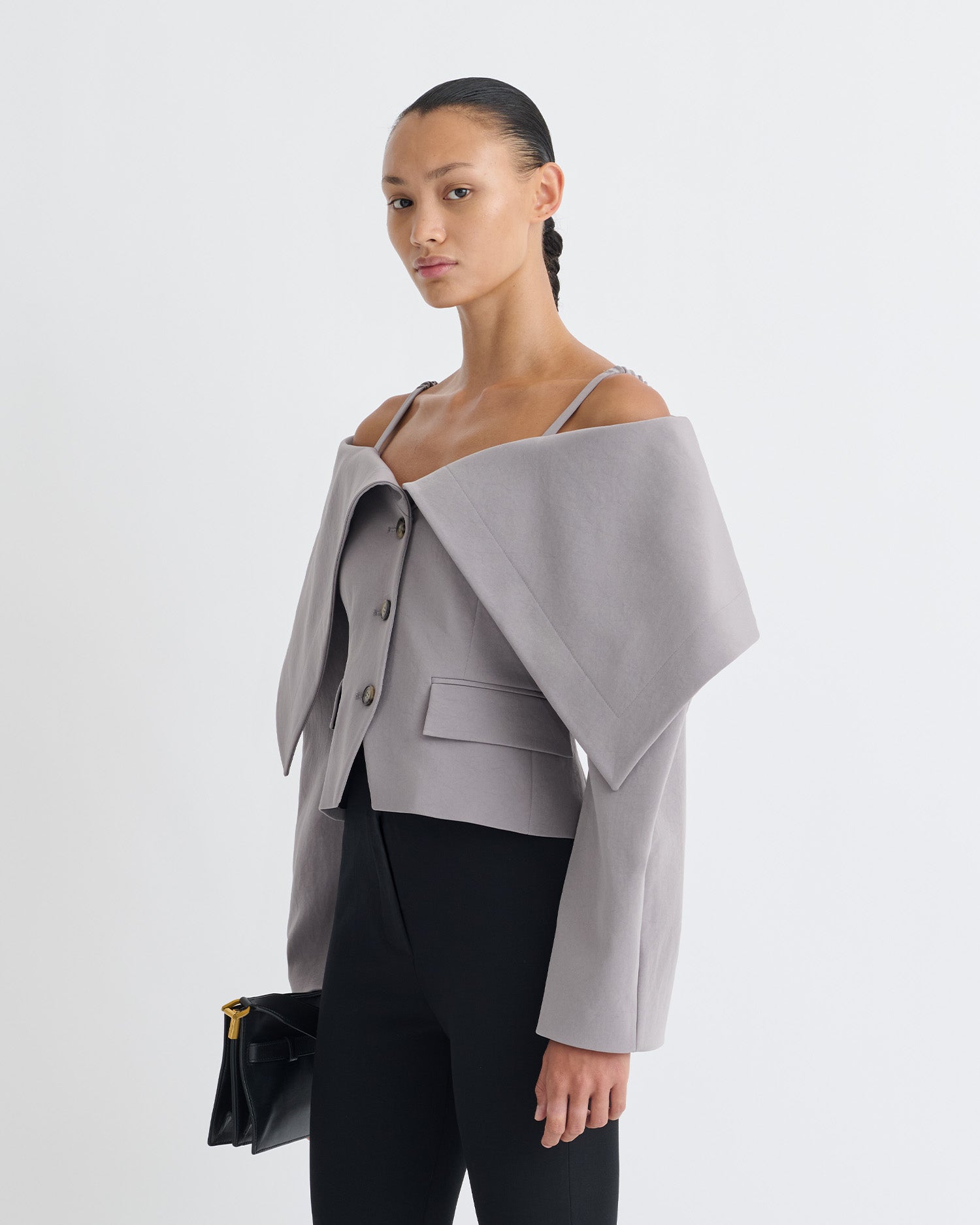 Amantha - Paper Jersey Blazer - Grey