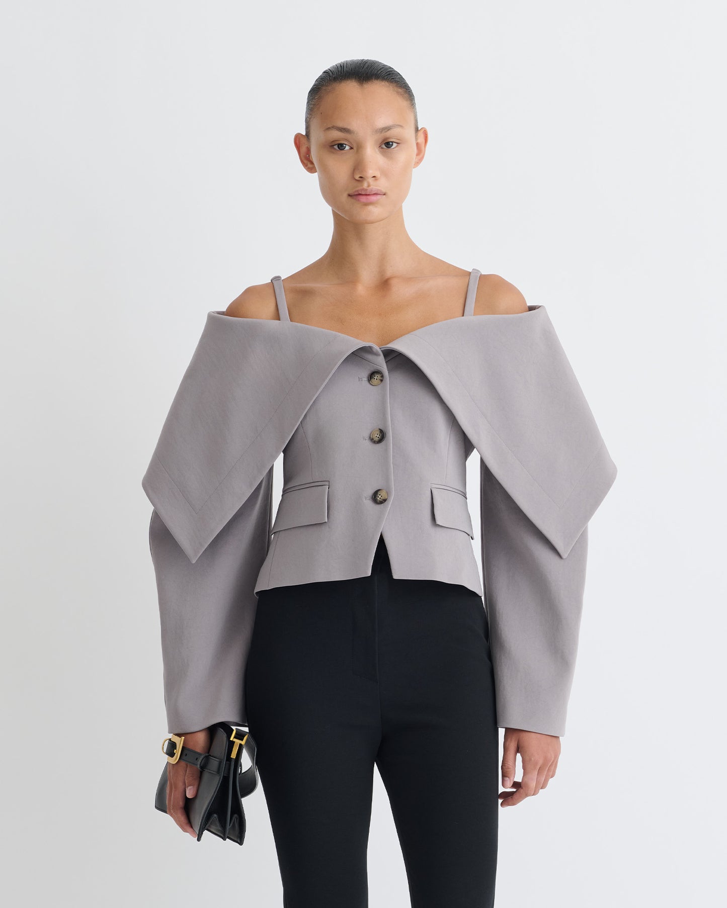 Amantha - Paper Jersey Blazer - Grey