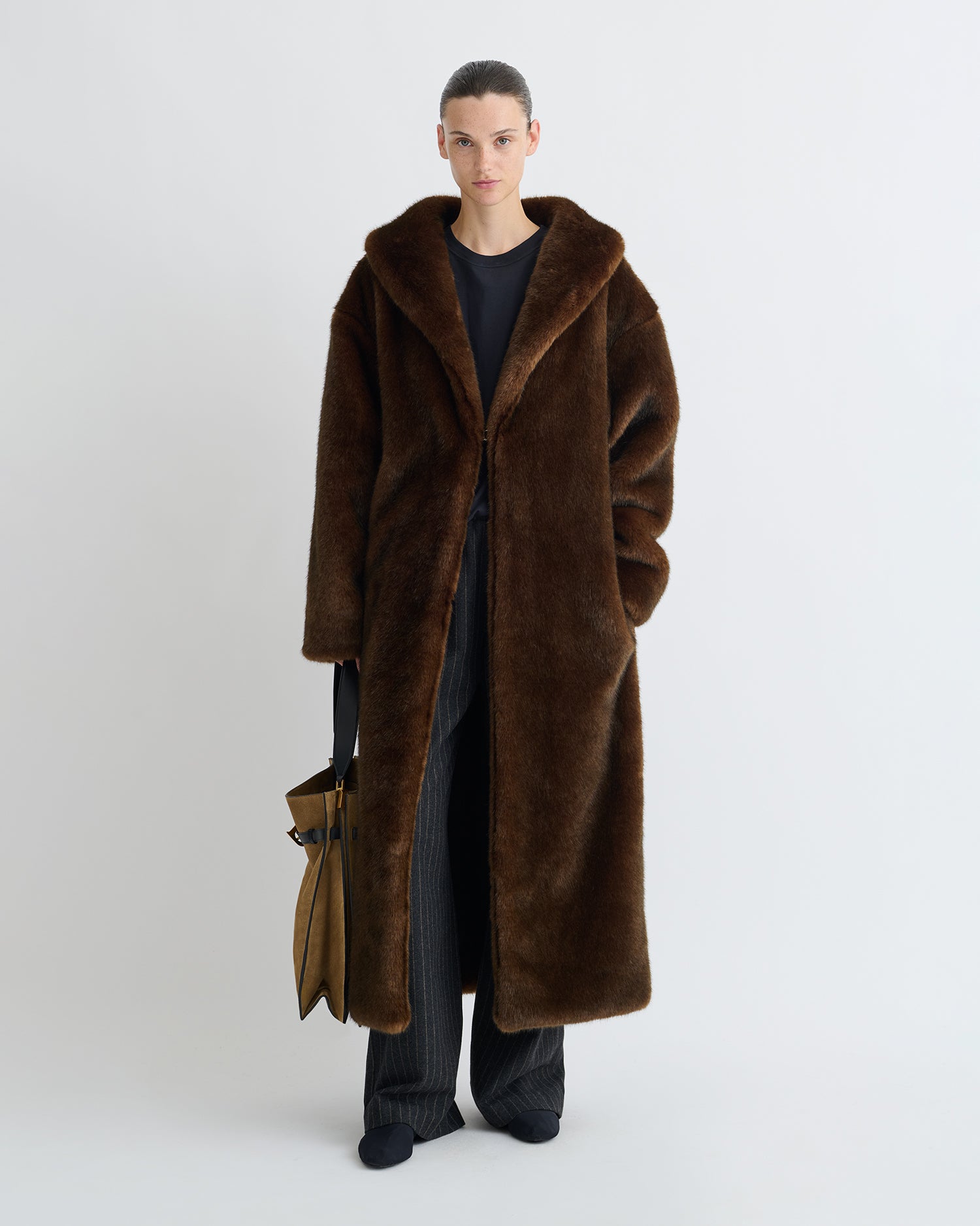 Cariana - Faux Fur Coat - Dark Brown – Nanushka