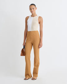 Juna - Seersucker Pants - Camel