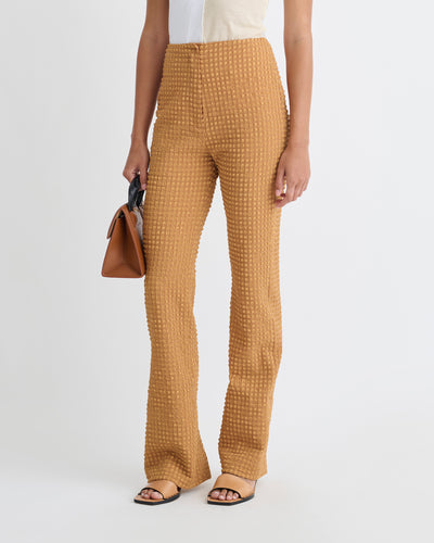 Juna - Seersucker Pants - Camel