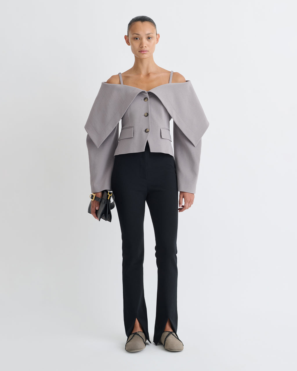 Luana - Front slit pants - Black