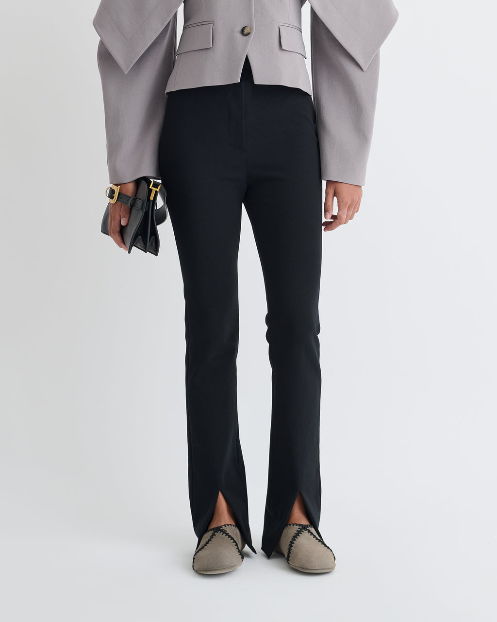 Luana - Front slit pants - Black