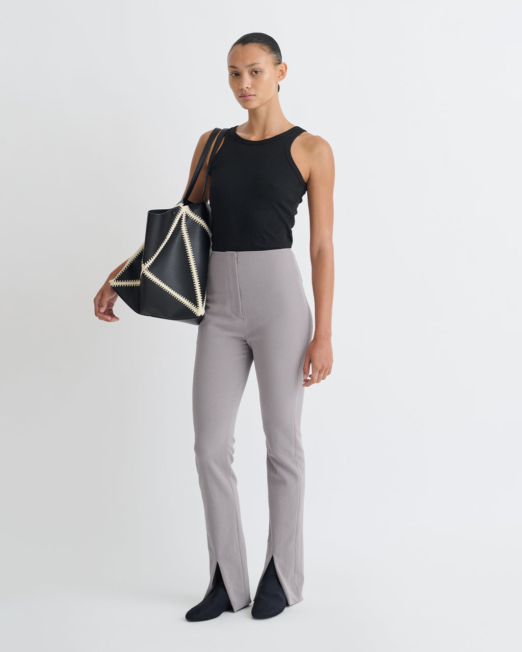 Luana - Front slit pants - Grey