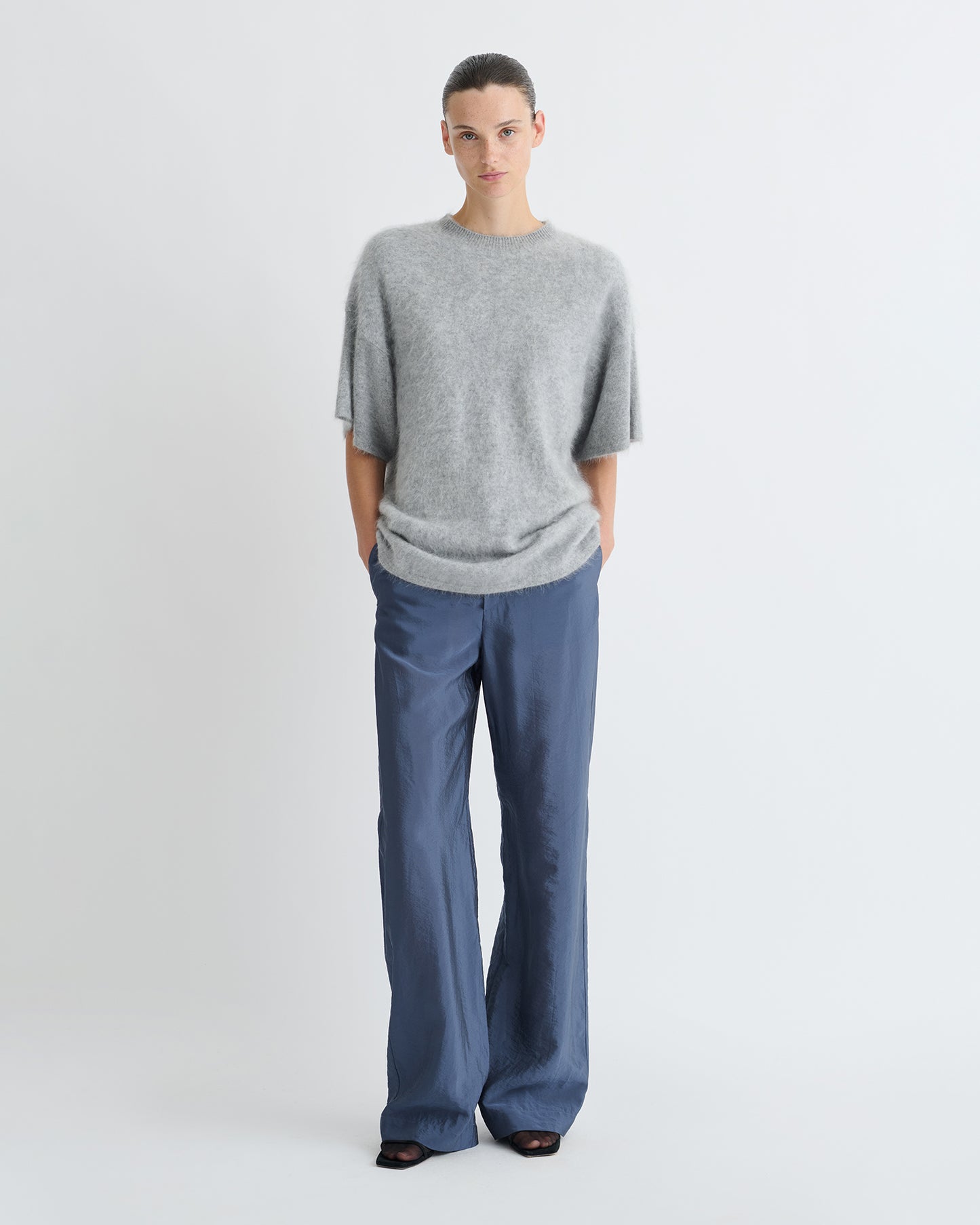 Arvenn - Crepe Organza Pants - Denim Blue