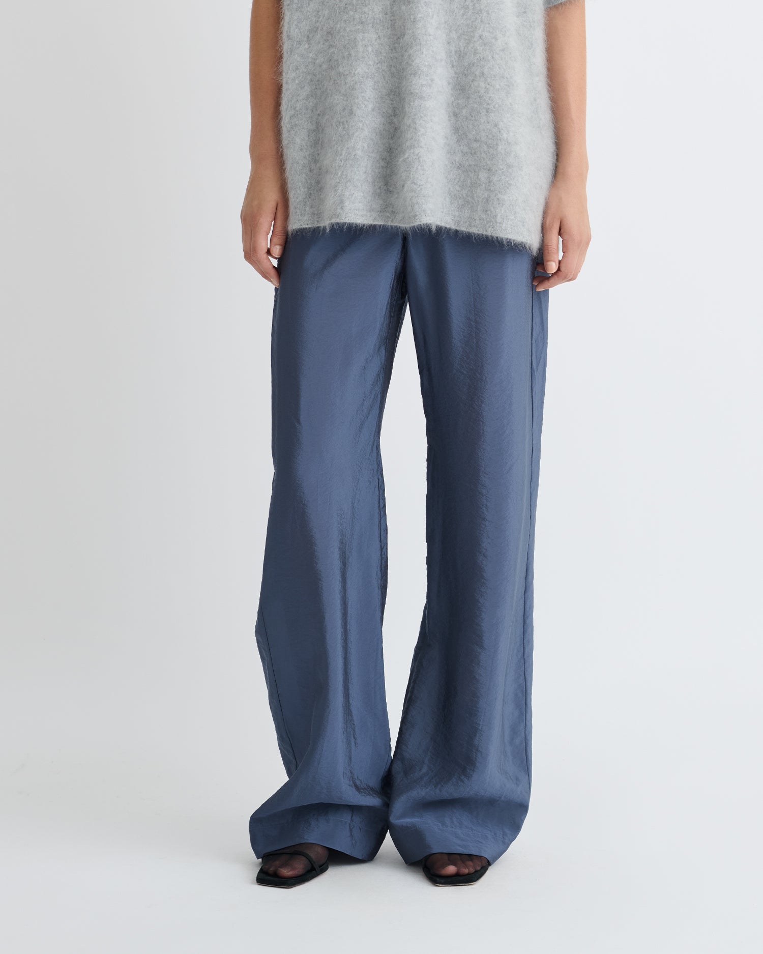 Arvenn - Crepe Organza Pants - Denim Blue