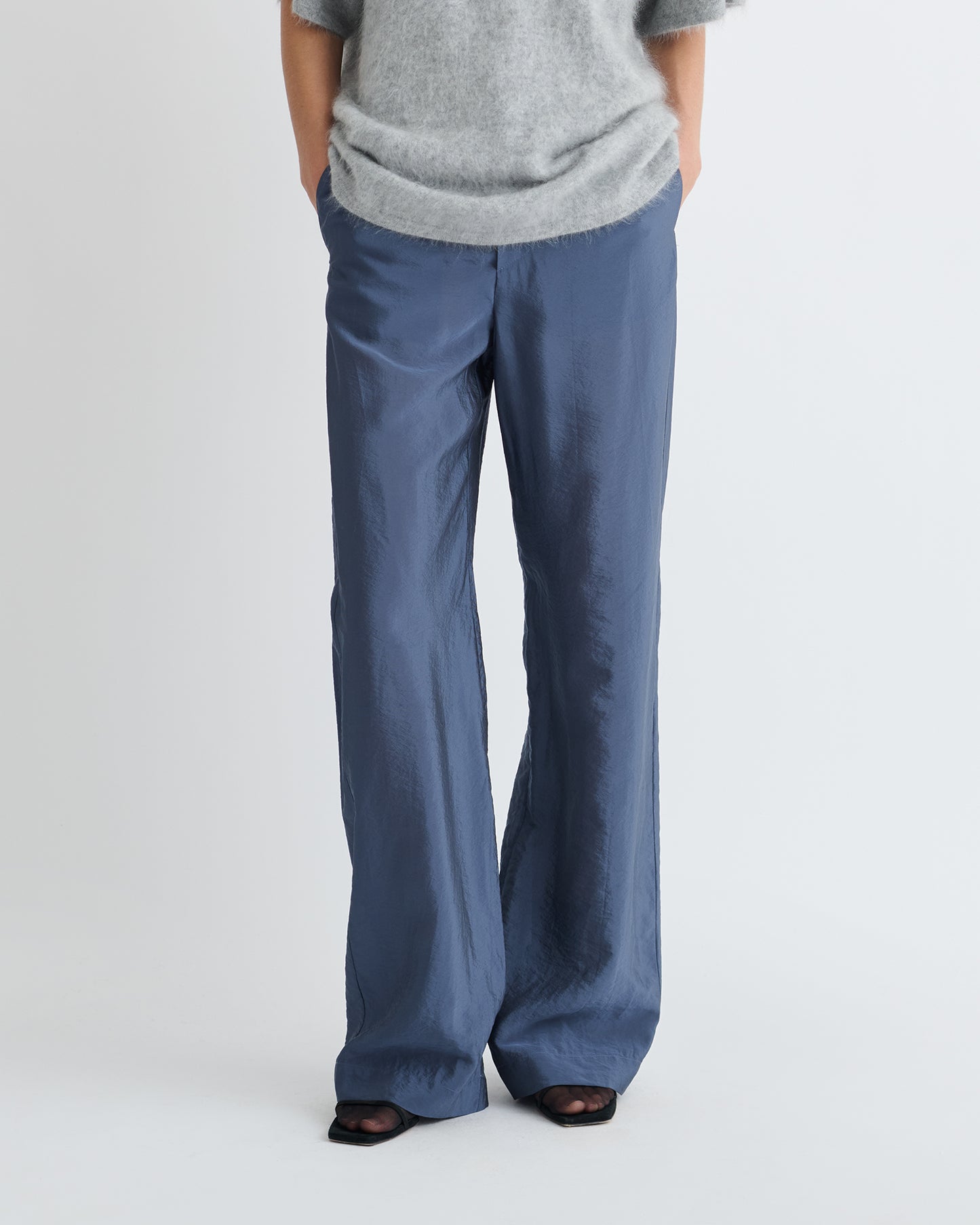 Arvenn - Crepe Organza Pants - Denim Blue