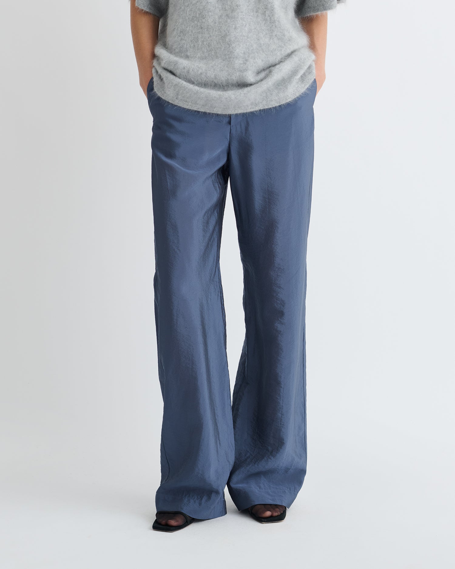 Arvenn - Crepe Organza Pants - Denim Blue