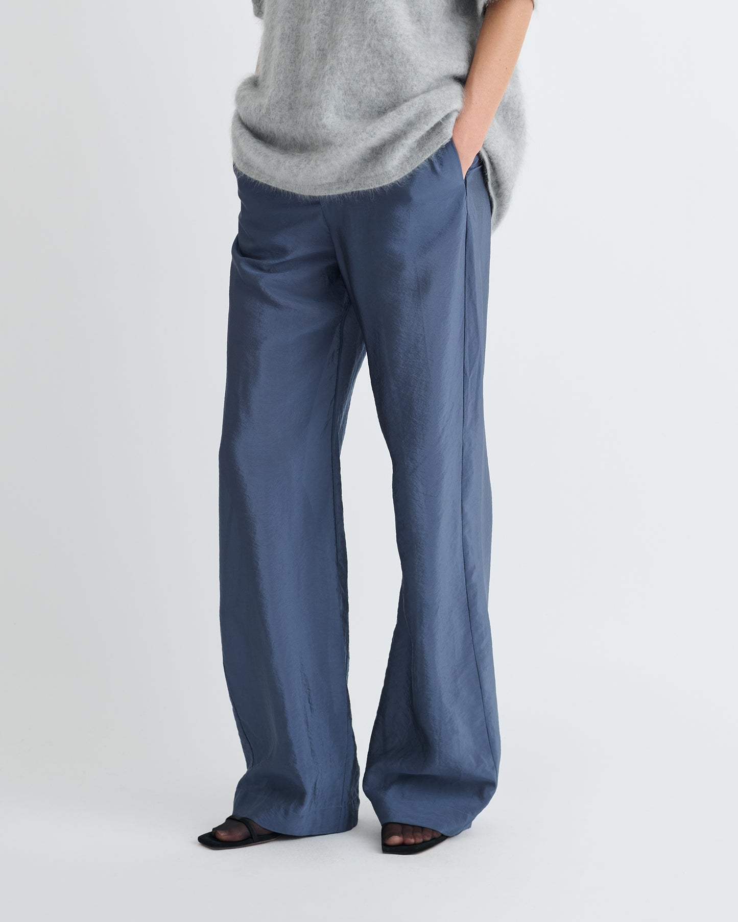 Arvenn - Crepe Organza Pants - Denim Blue