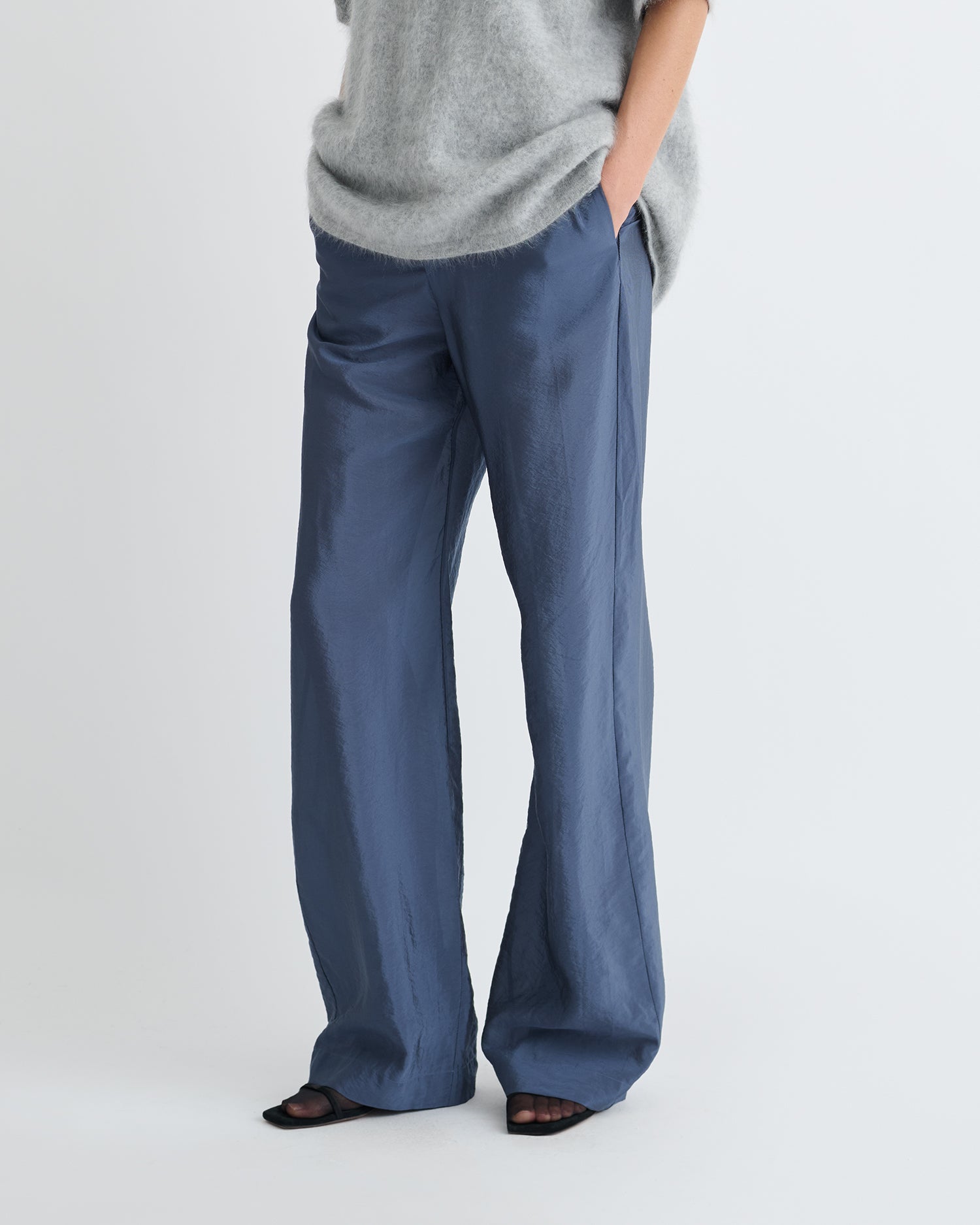 Arvenn - Crepe Organza Pants - Denim Blue