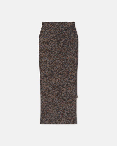 Inaya - Printed Mesh-Jersey Midi Skirt - Brown Ocelot