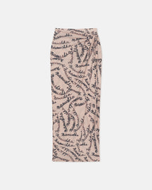 Inaya - Printed Mesh-Jersey Midi Skirt - Crème Scribble Logo