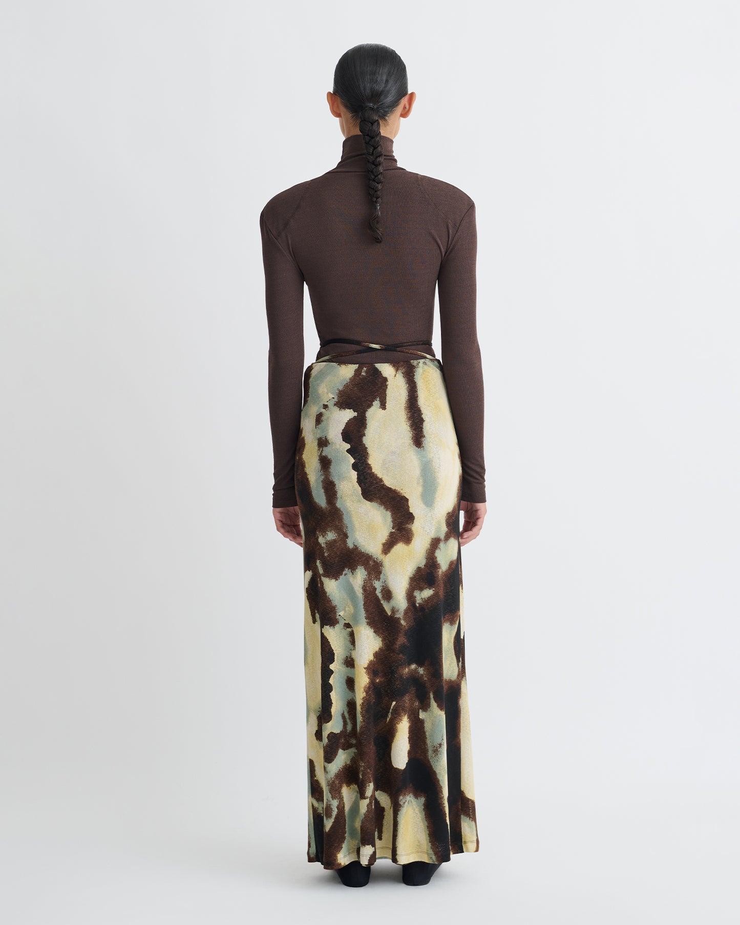 Cheyen - Mesh Jersey Long Skirt - Watercolor Sage