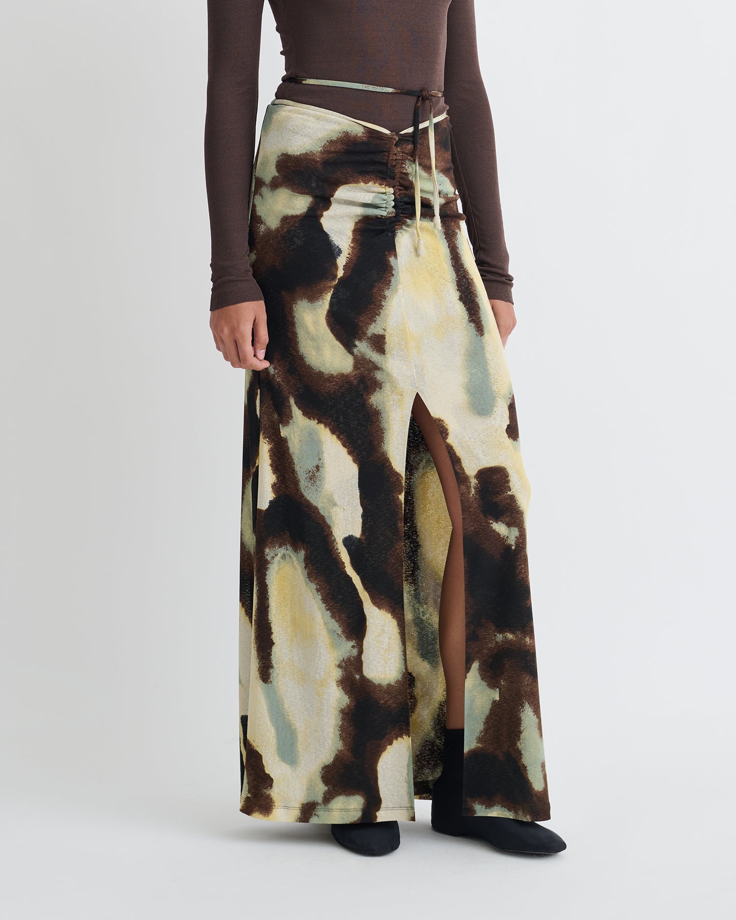 Cheyen - Mesh Jersey Long Skirt - Watercolor Sage