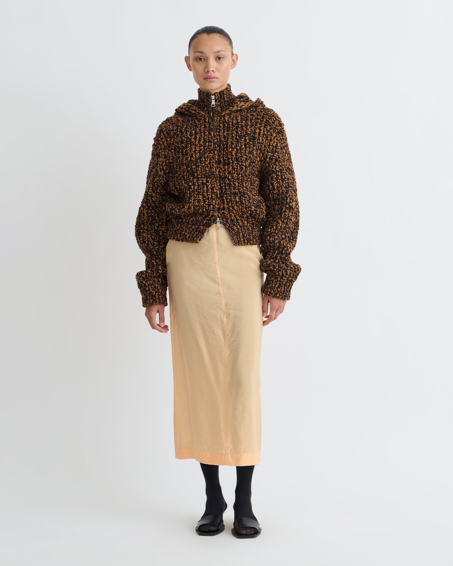 Ciar - Crepe Organza Mid-Length Skirt - Apricot – Nanushka