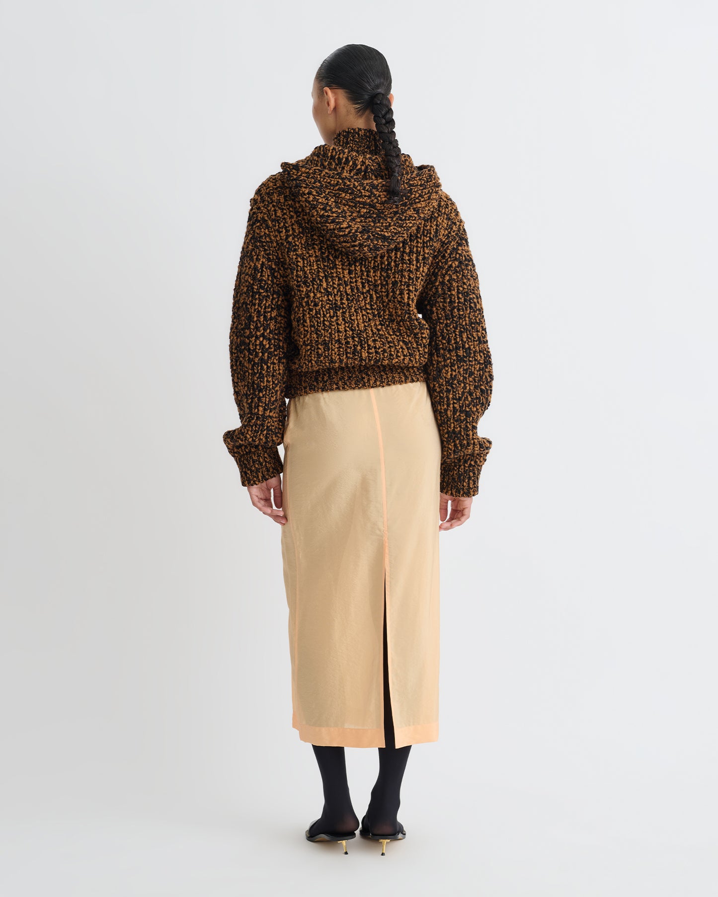 Ciar - Crepe Organza Mid-Length Skirt - Apricot