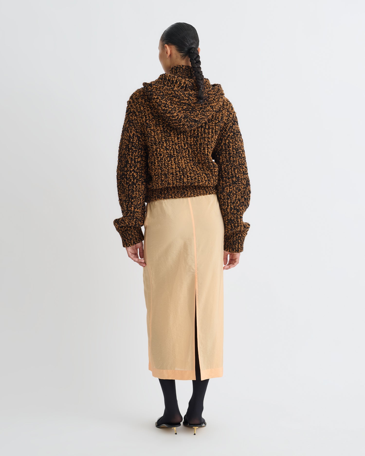 Ciar - Crepe Organza Mid-Length Skirt - Apricot