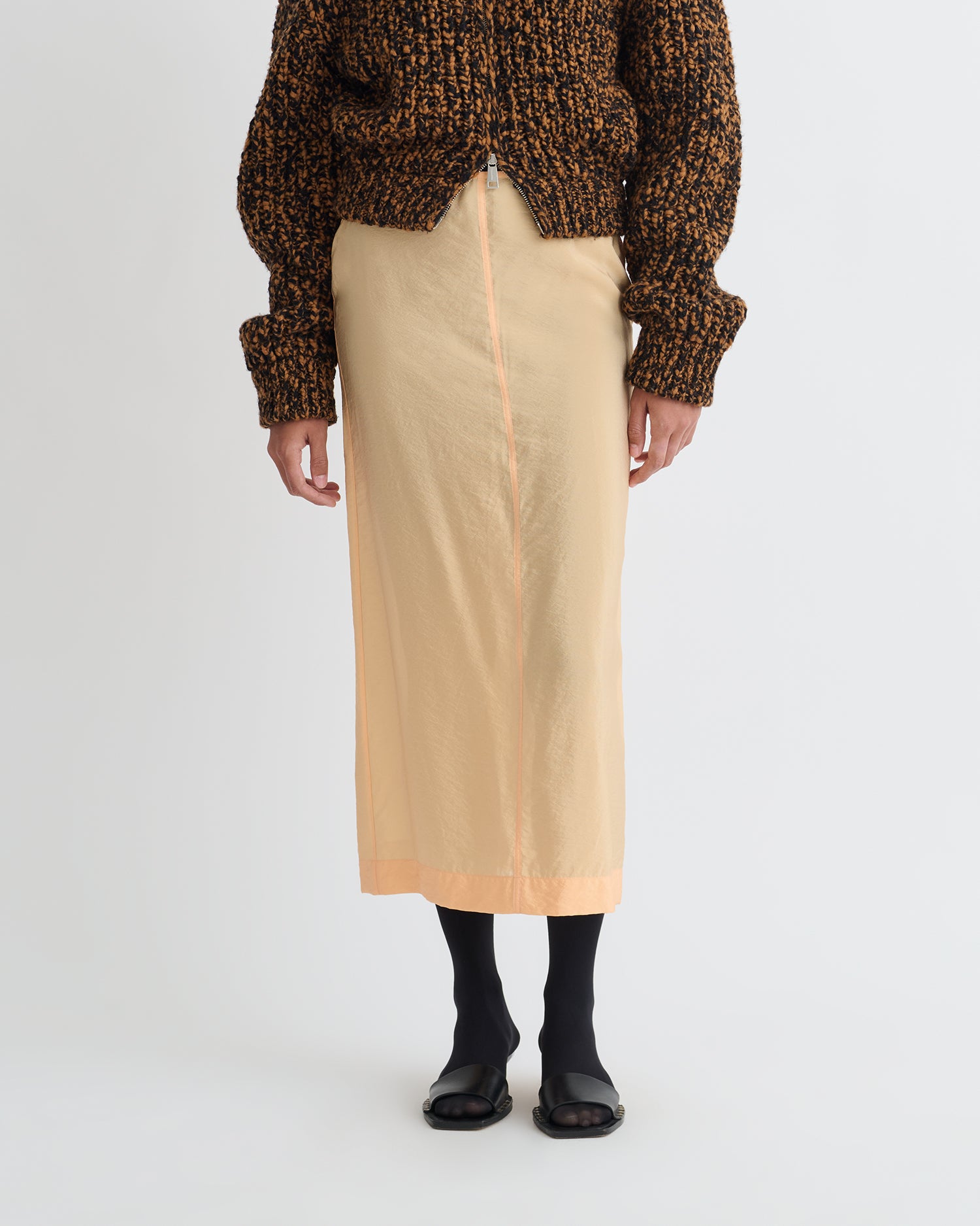 Ciar - Crepe Organza Mid-Length Skirt - Apricot