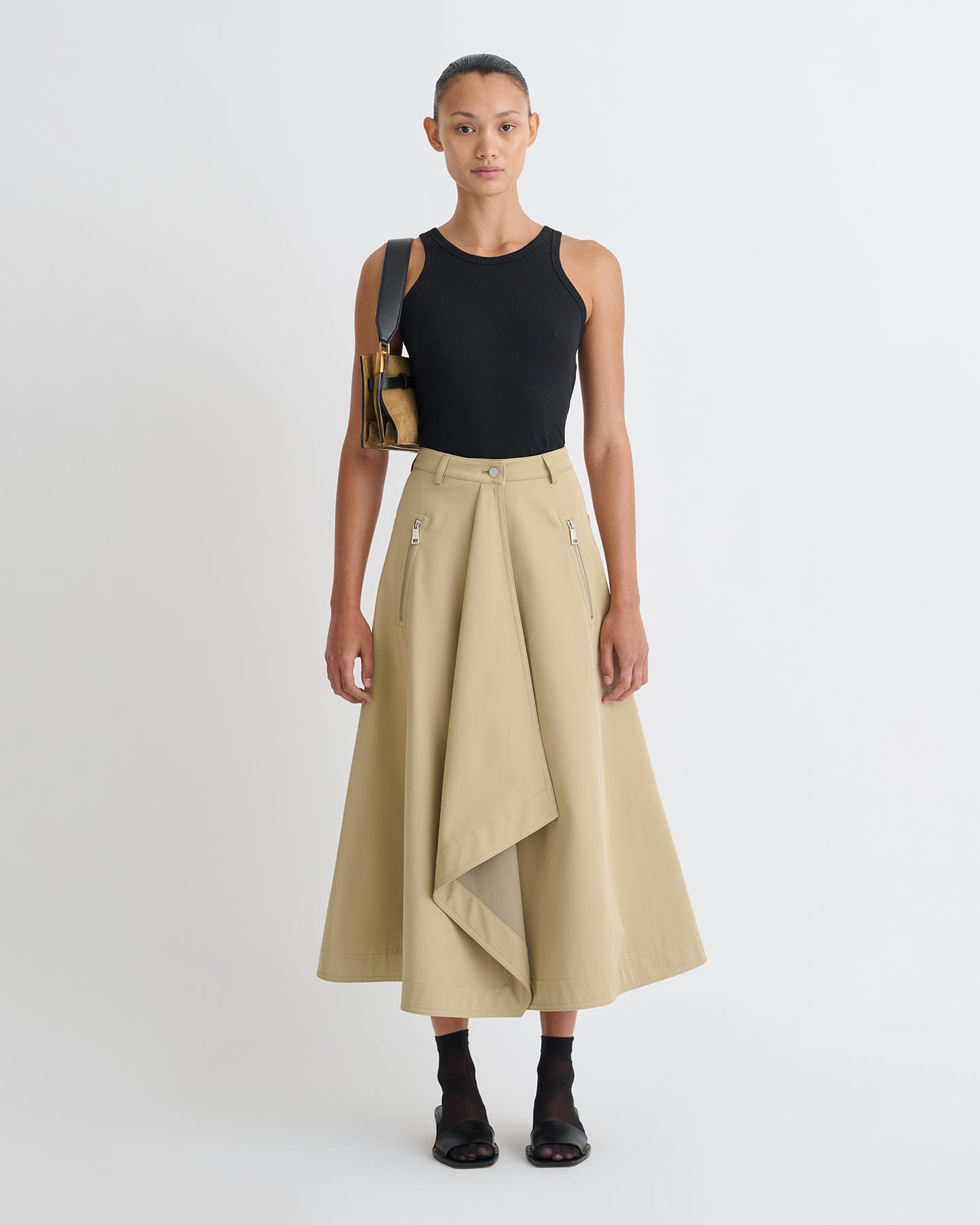 Iseult - Bonded Trench Mid-Length Skirt - Beige