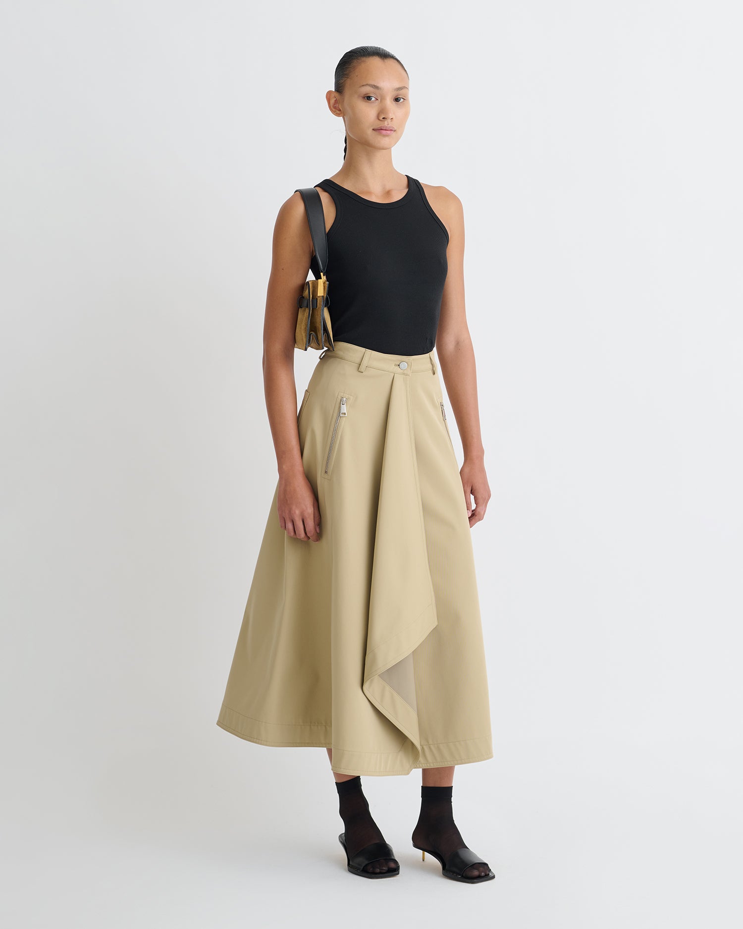 Iseult - Bonded Trench Mid-Length Skirt - Beige