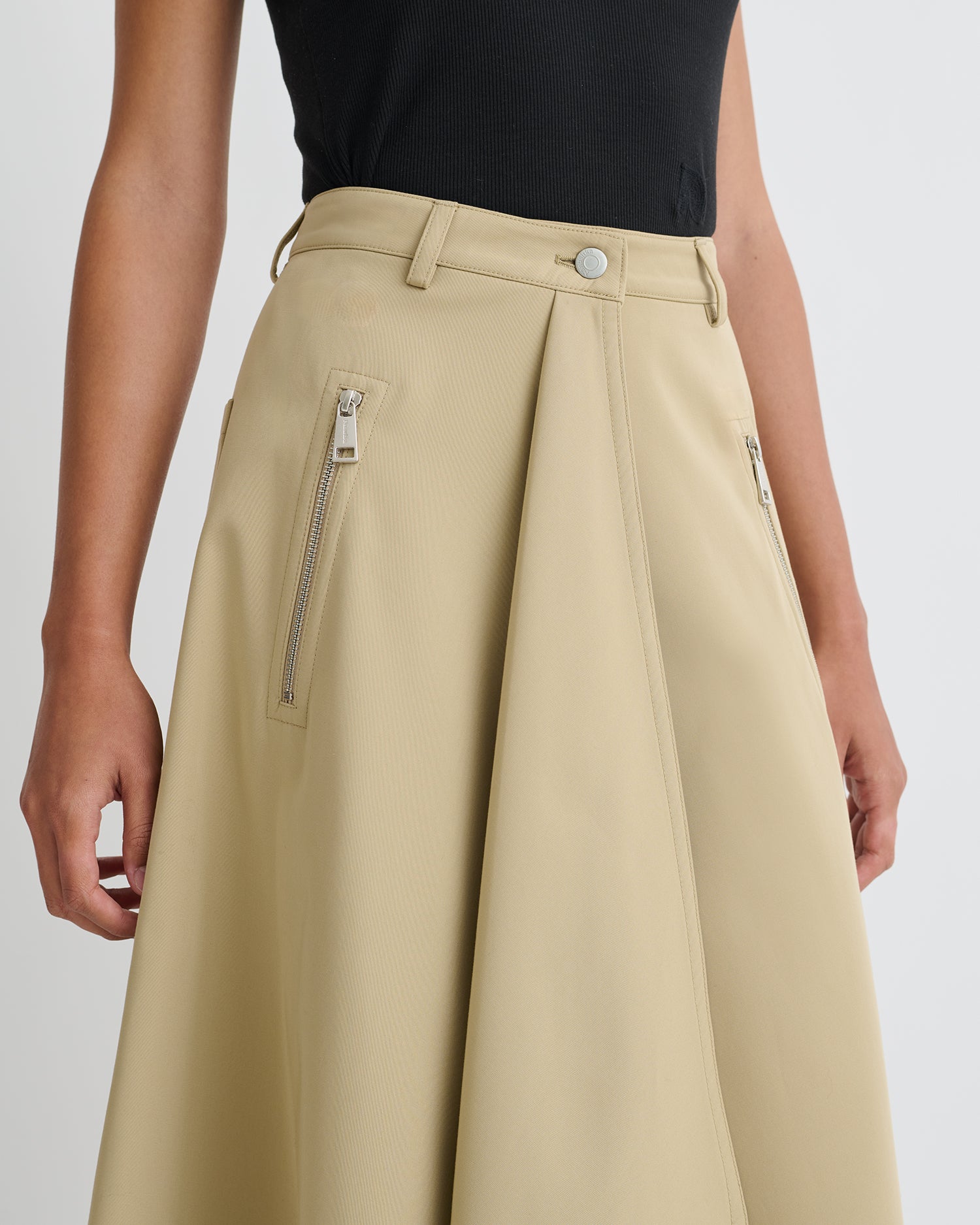 Iseult - Bonded Trench Mid-Length Skirt - Beige