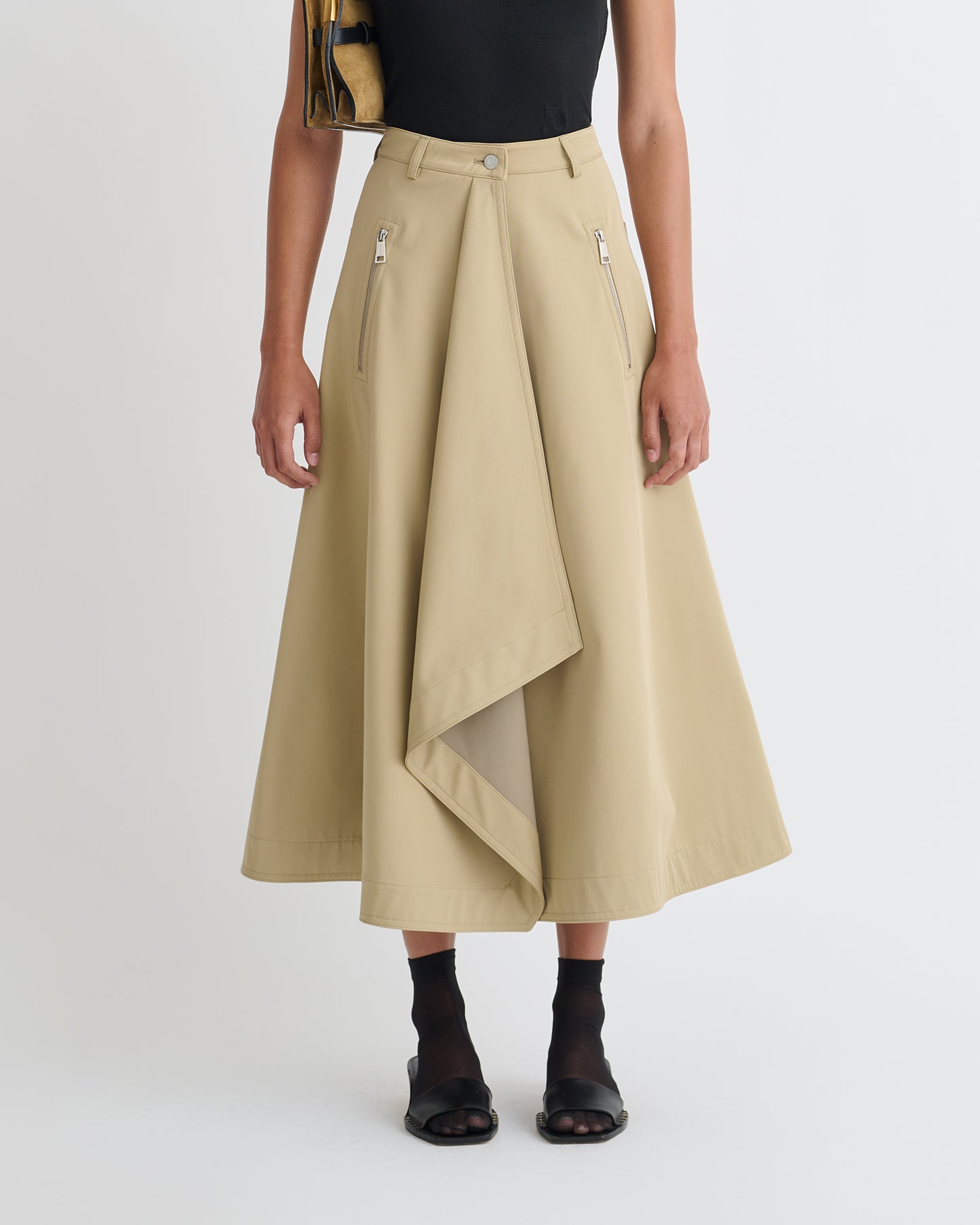 Iseult - Bonded Trench Mid-Length Skirt - Beige