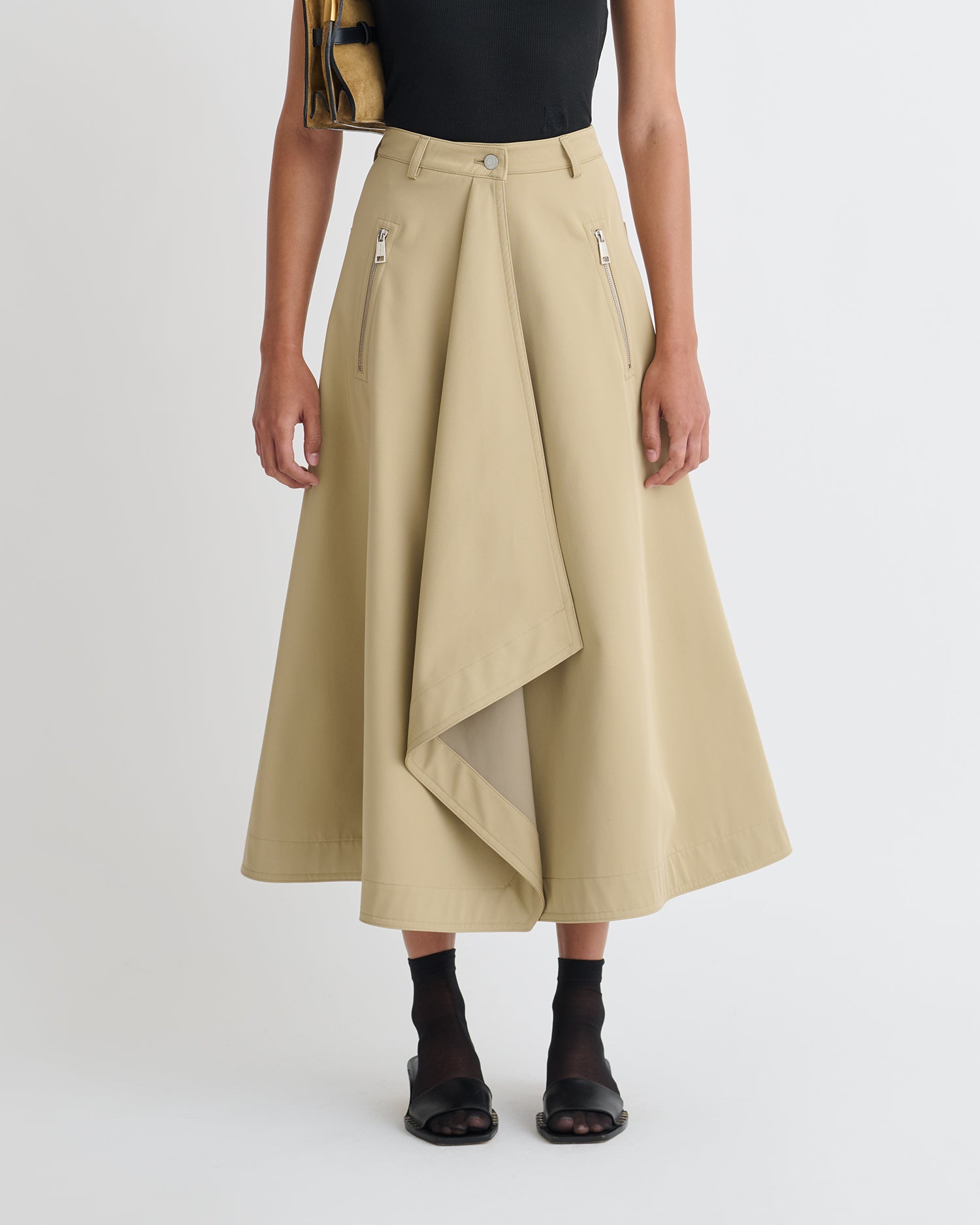 Iseult - Bonded Trench Mid-Length Skirt - Beige