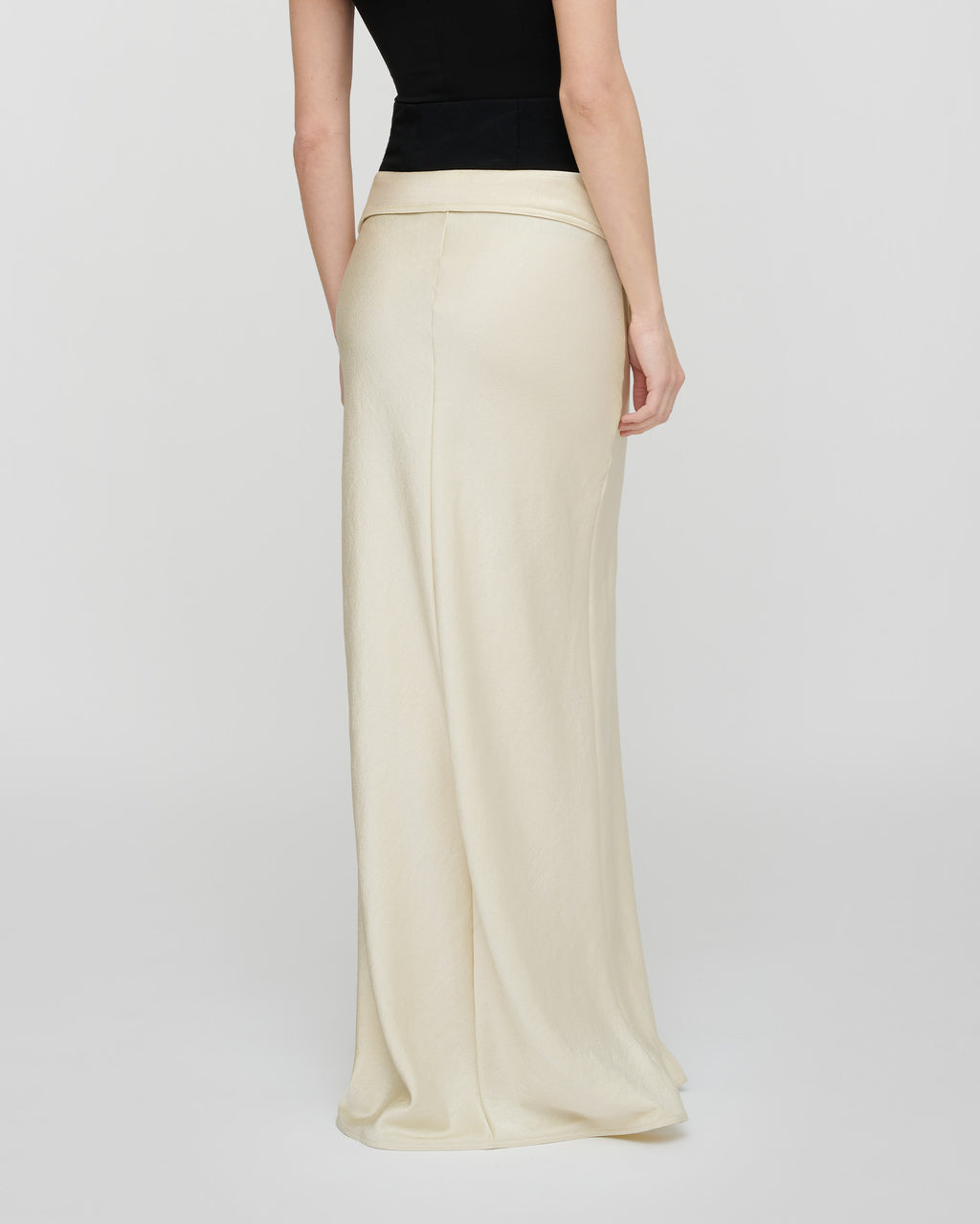 Mentari - Crisp Satin Long Skirt - Ecru