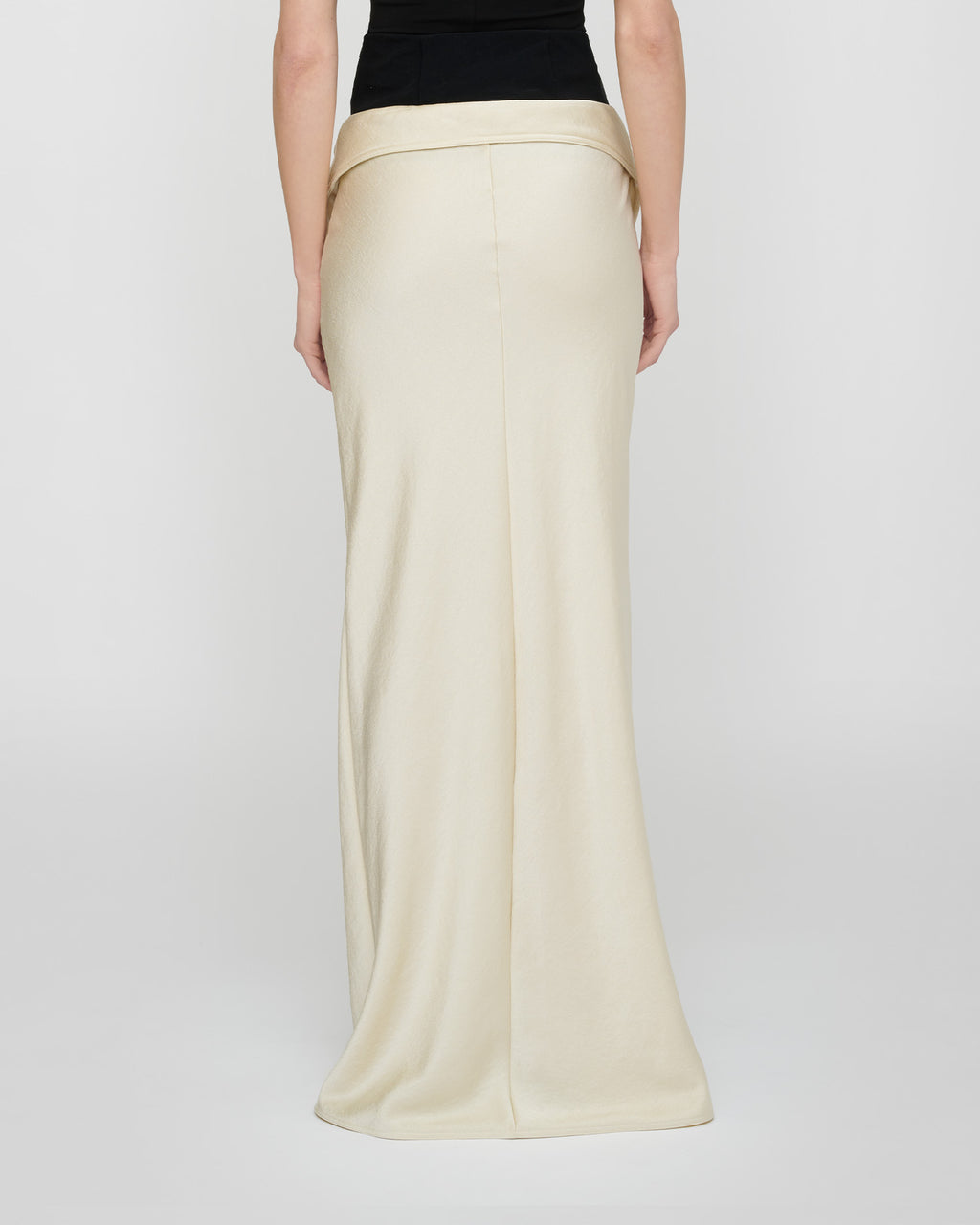 Mentari - Crisp Satin Long Skirt - Ecru