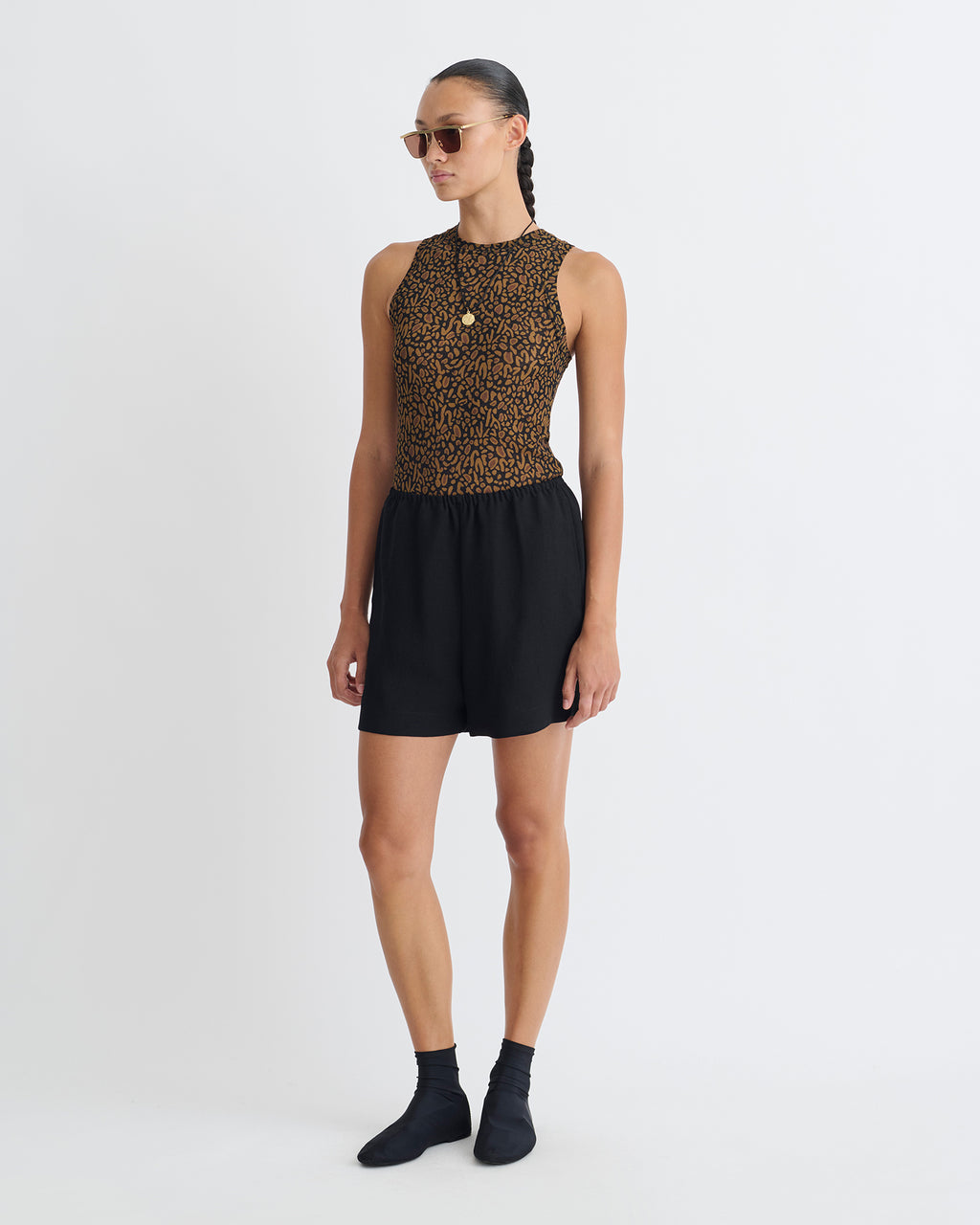 Dylla - Tech Linen Belted Shorts - Black