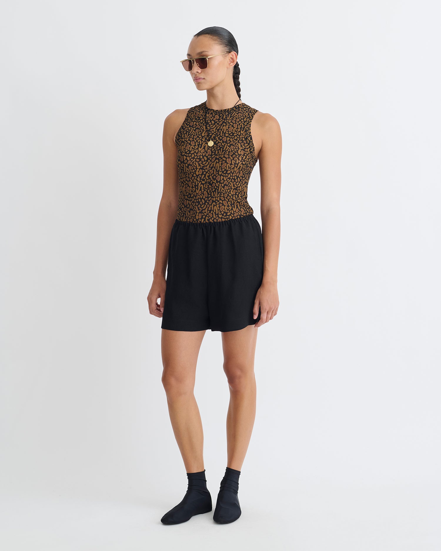 Dylla - Tech Linen Belted Shorts - Black