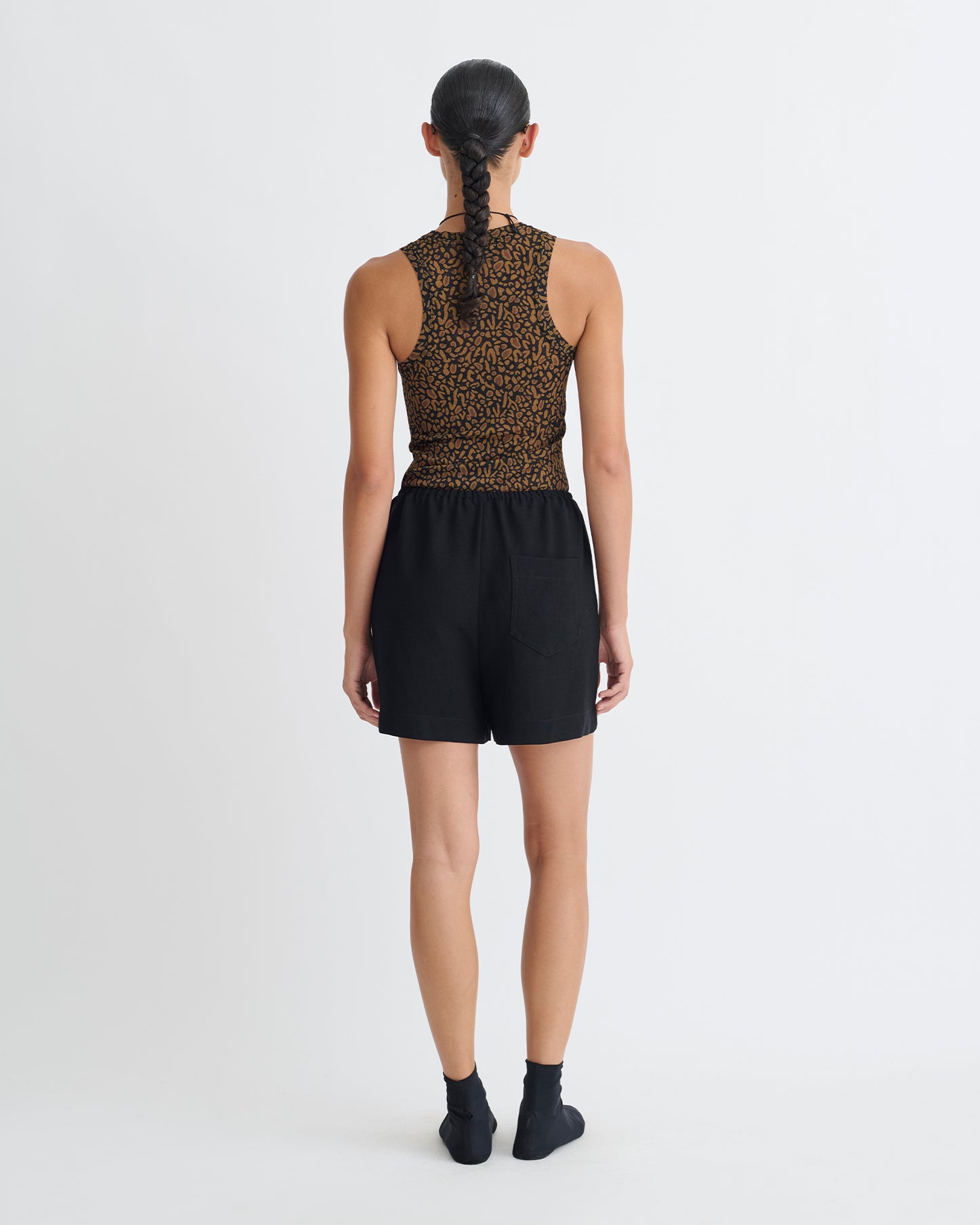 Dylla - Tech Linen Belted Shorts - Black