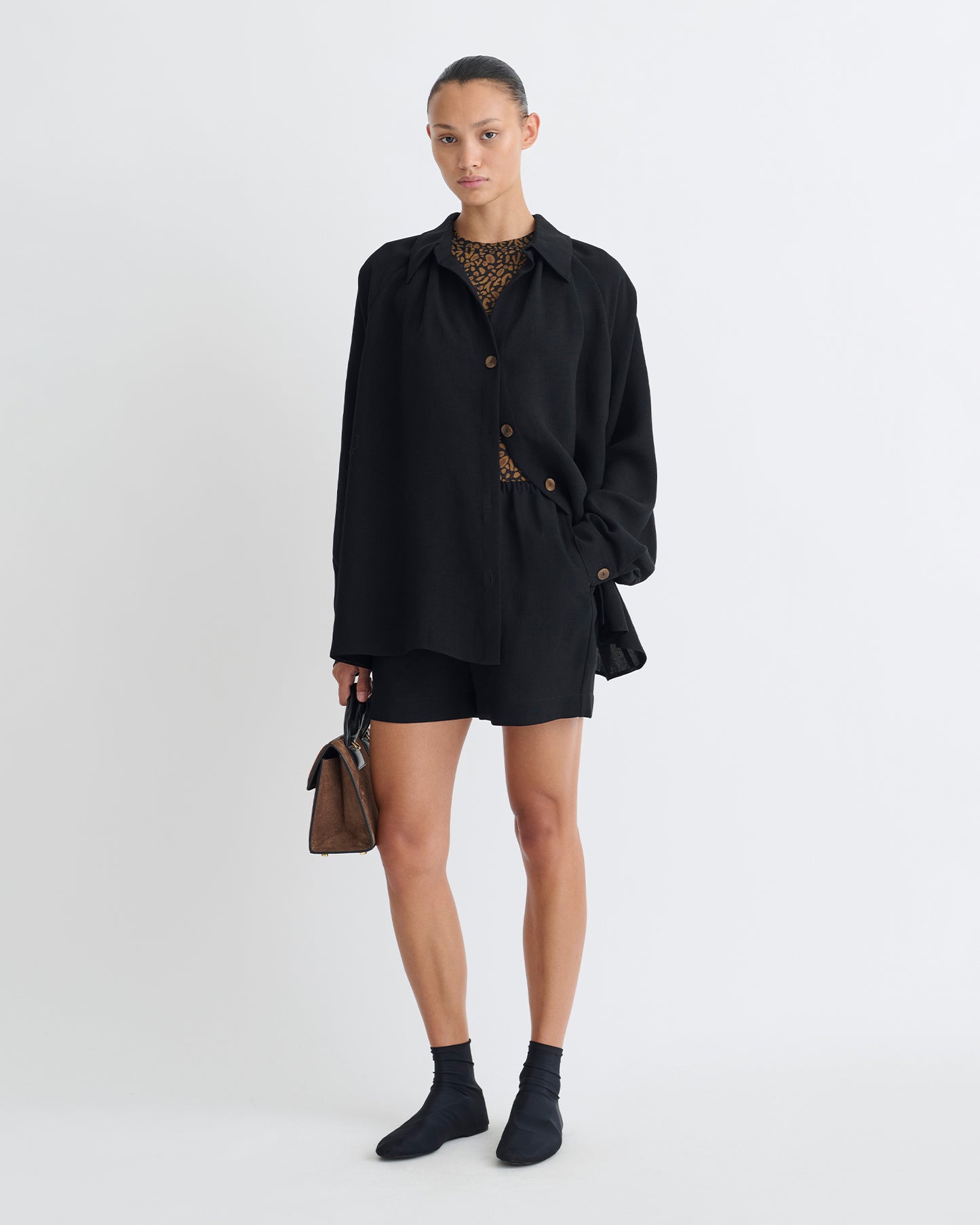 Ada - Tech Linen Shirt - Black